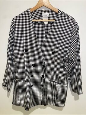 Vintage Exotic Black & White Gingham Double-Breasted Jacket